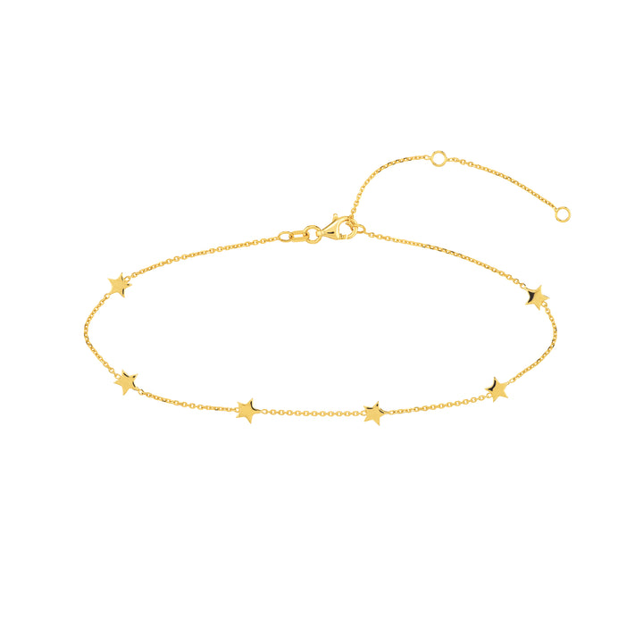 14k gold star anklet