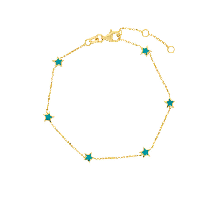 14k turquoise enamel star bracelet