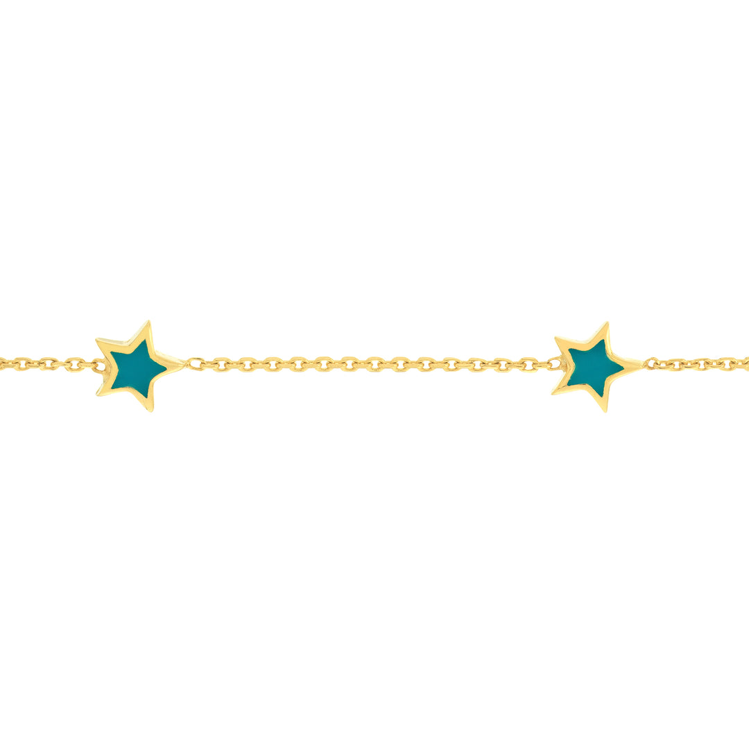 14K TURQUOISE ENAMEL STAR BRACELET