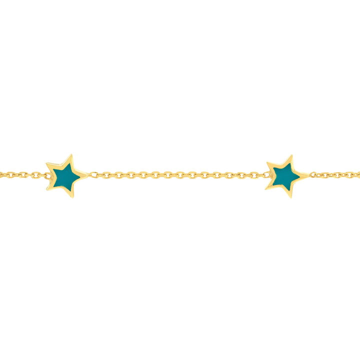 14K TURQUOISE ENAMEL STAR BRACELET