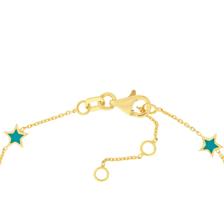 14K TURQUOISE ENAMEL STAR BRACELET