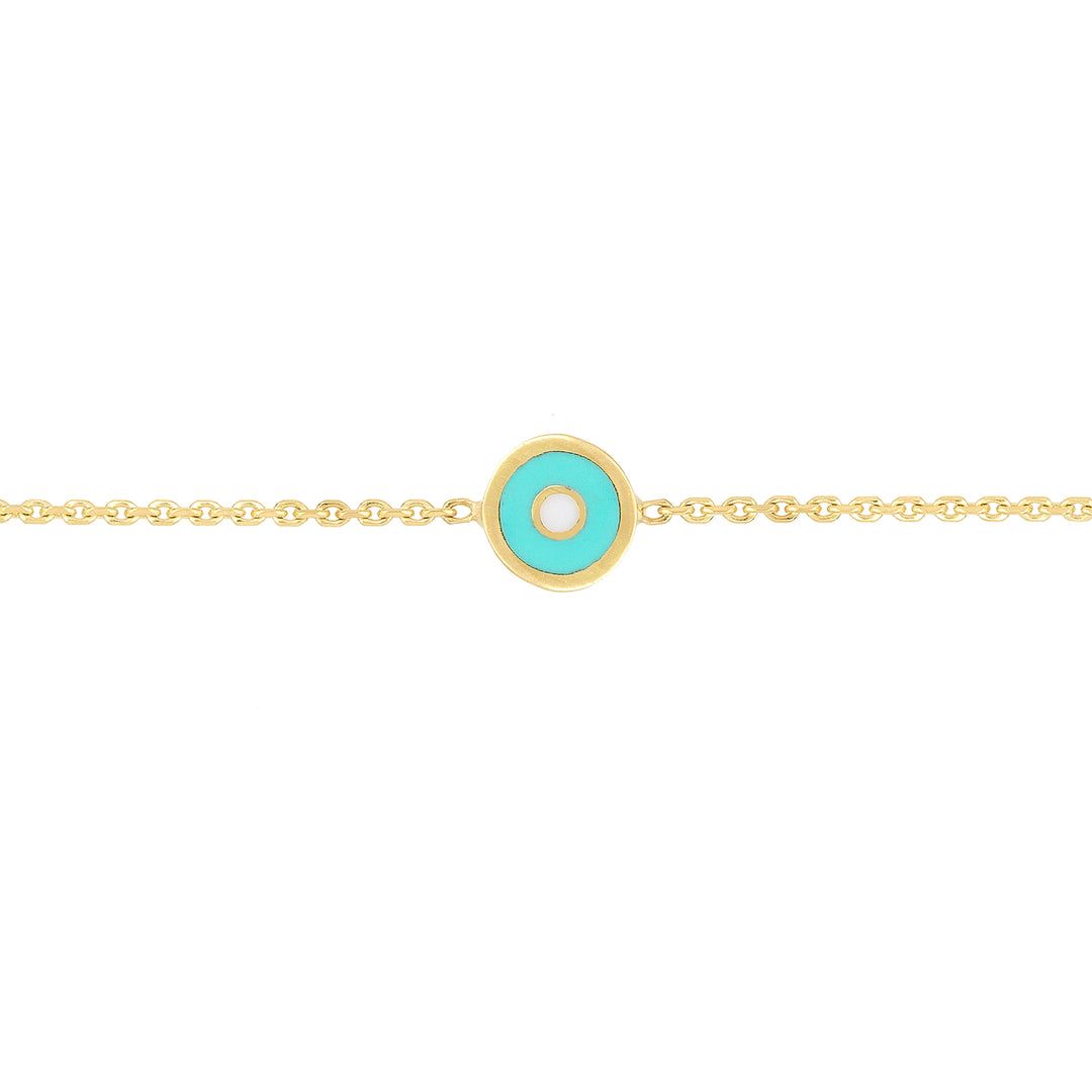 14K ENAMEL EVIL EYE STATION BRACELET