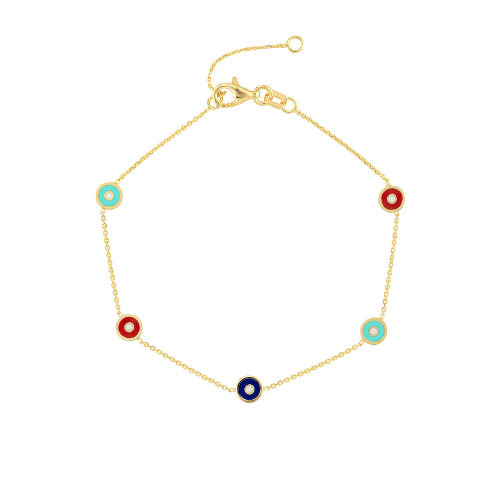 14k enamel evil eye bracelet