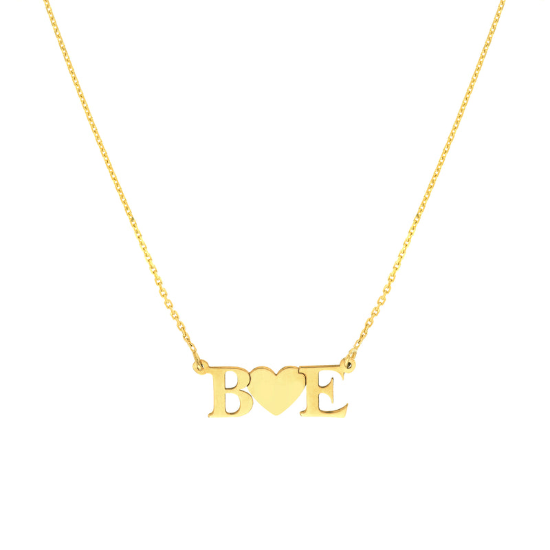 14K GOLD LETTERS & HEART NECKLACE