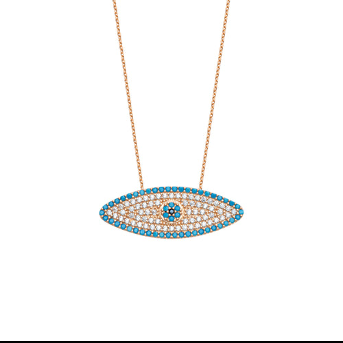 rose gold turquoise evil eye necklace