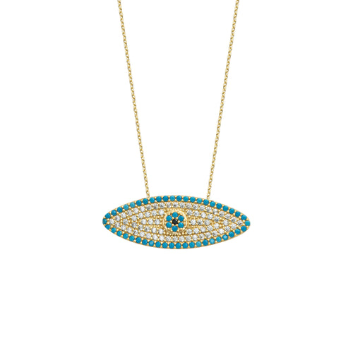 gold turquoise evil eye necklace