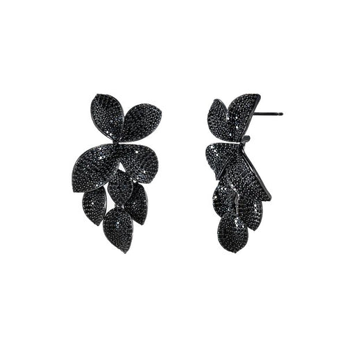 black leaf drop earrings