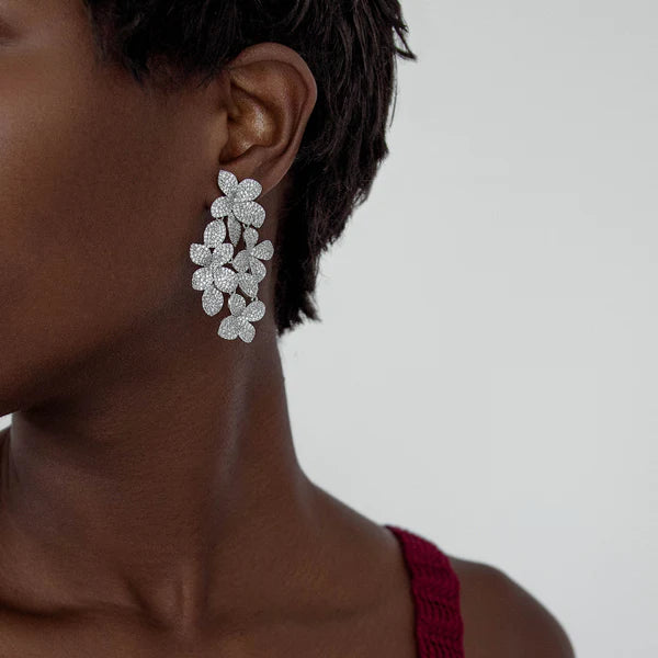 large fancy flower drop earrings