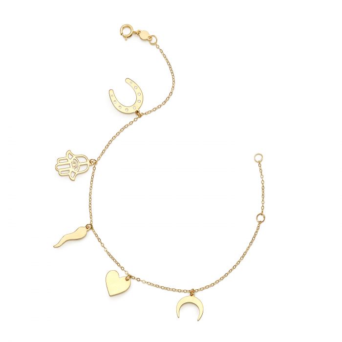 14k gold good luck charm bracelet