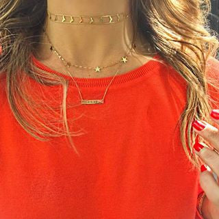 14K GOLD MINI BAR NECKLACE - adammarcjewels