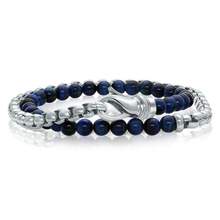 MEN’S DOUBLE WRAP STONE BRACELET