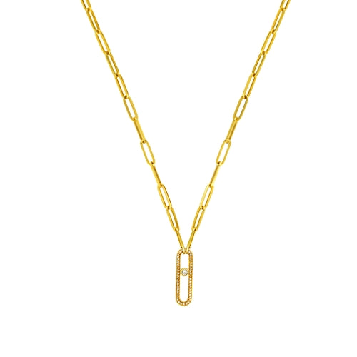 Yellow Gold Semi-Solid Paperclip Link Lariat Chain Necklace | 4.5mm | 18  Inches | REEDS Jewelers