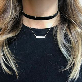 14K GOLD MINI BAR NECKLACE - adammarcjewels