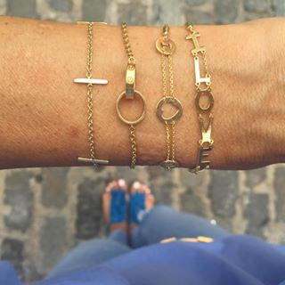 14K STAPLE STATION BRACELET