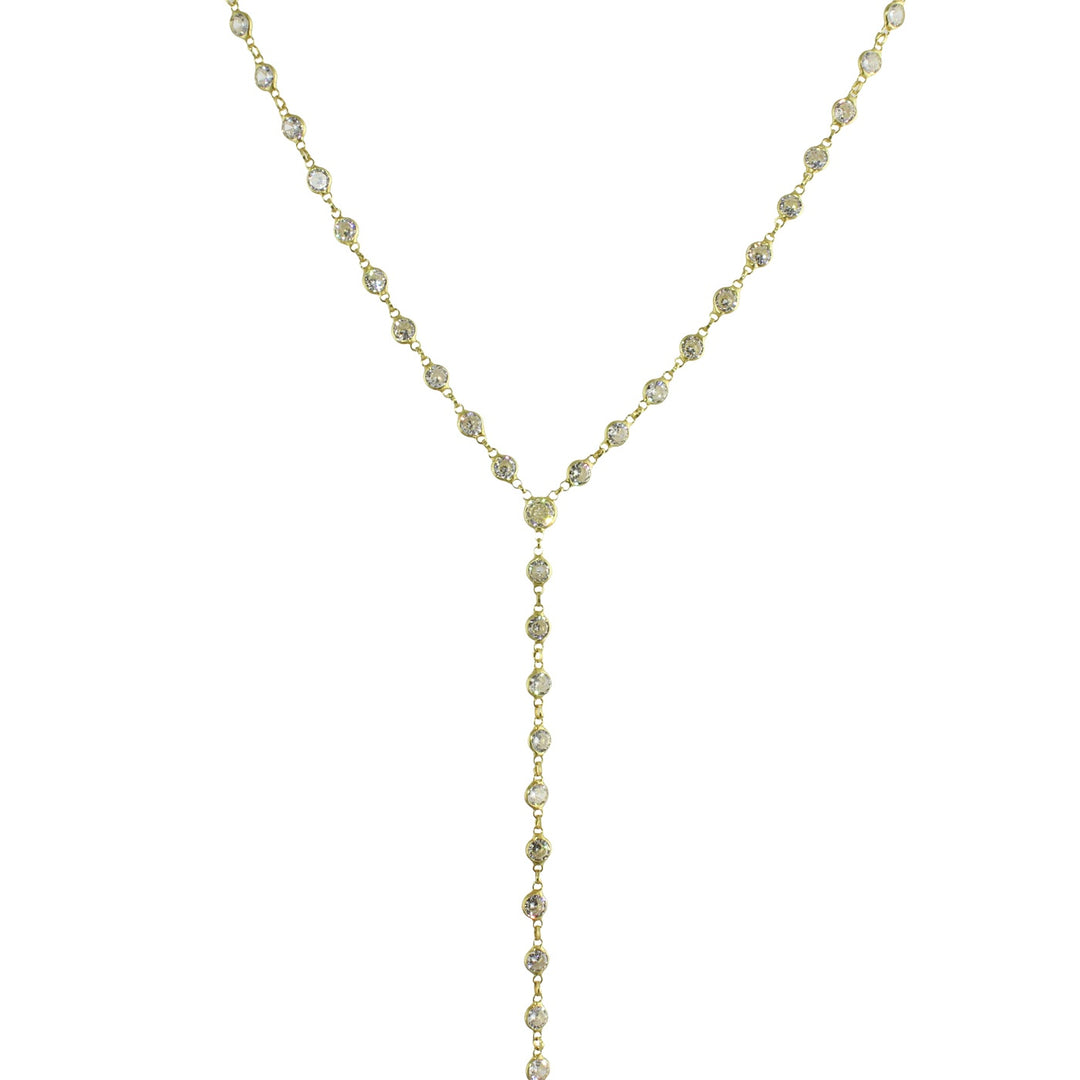 Gold cz Y necklace 