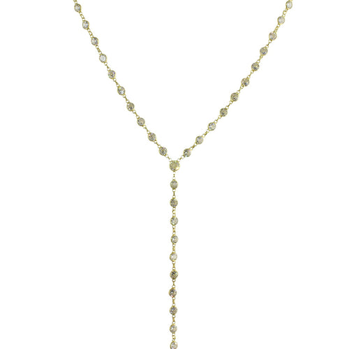 Gold cz Y necklace 