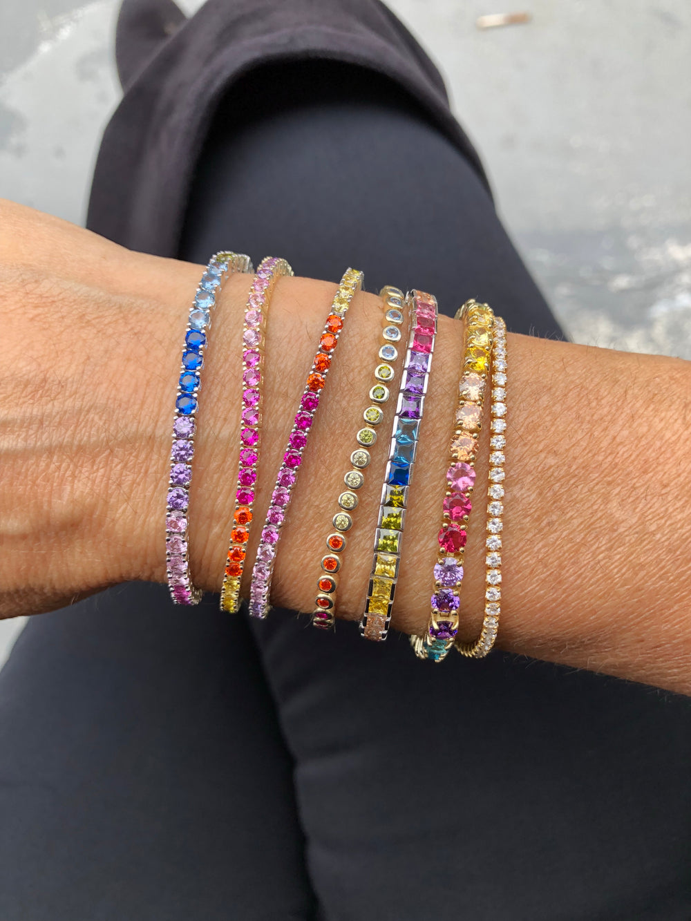 Rainbow tennis bracelet