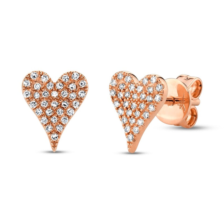 ELONGATED PAVÈ HEART STUD EARRINGS