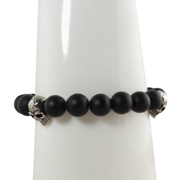 MENS ONYX &amp; SKULL BRACELET