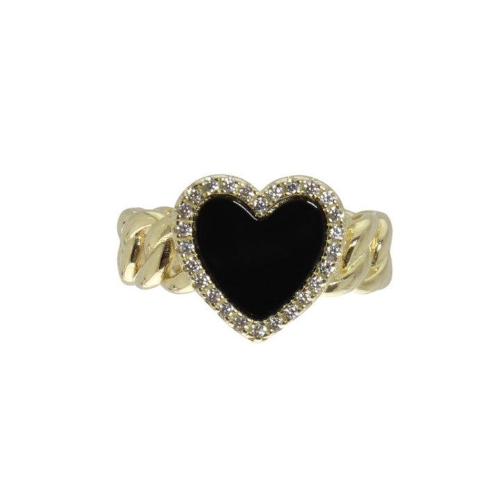 ENAMEL HEART LINK RING