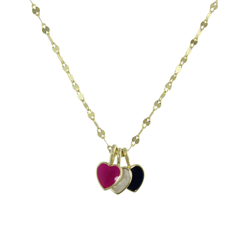 triple enamel heart necklace