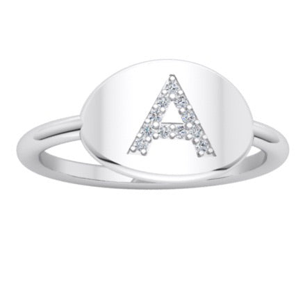 DIAMOND INITIAL SIGNET RING