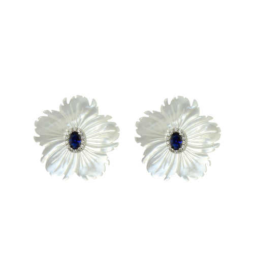Fancy blue flower vacation earrings
