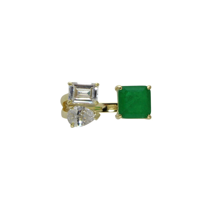 Agate green 3 stone ring