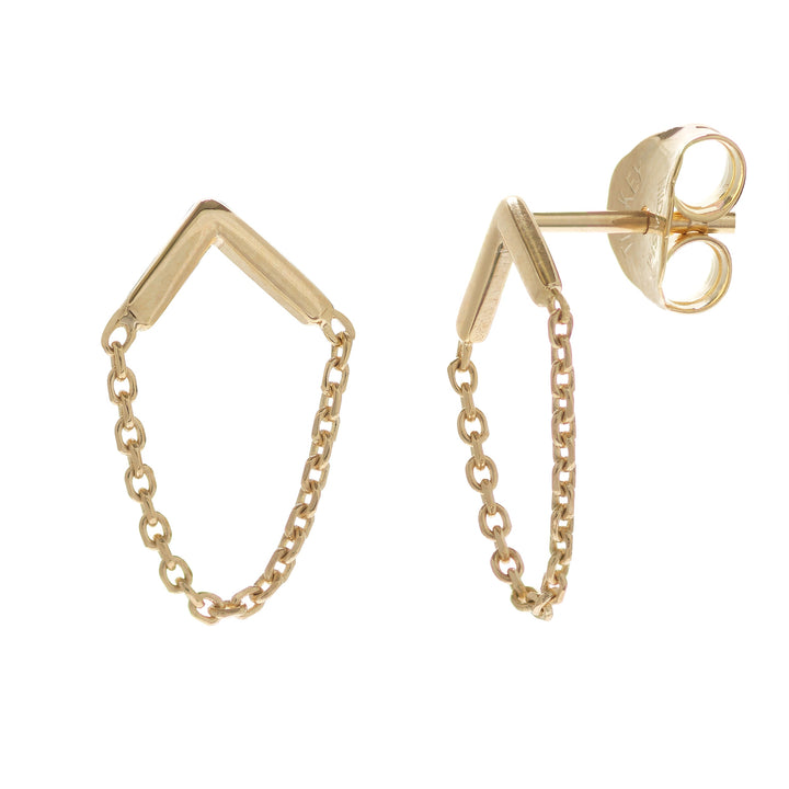 14K V &amp; CHAIN EARRING - adammarcjewels
