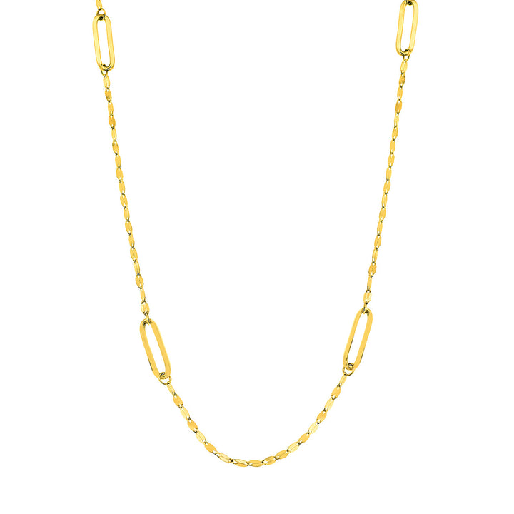 14K STATION PAPERCLIP NECKLACE