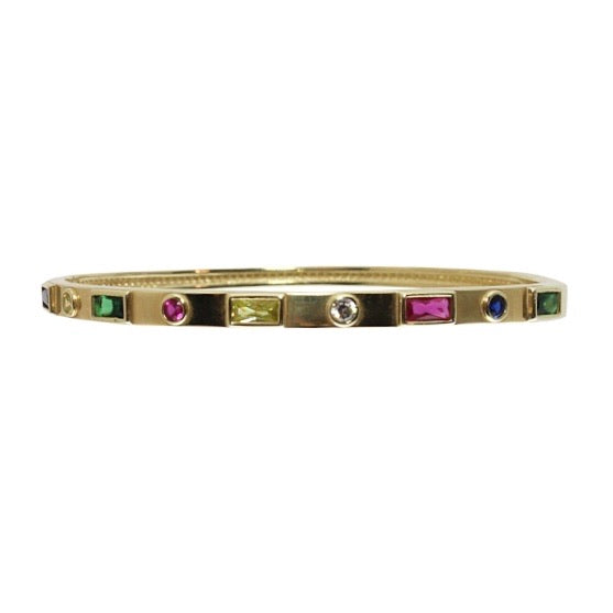 SMALL OVAL MULTI STONE INLAY BANGLE