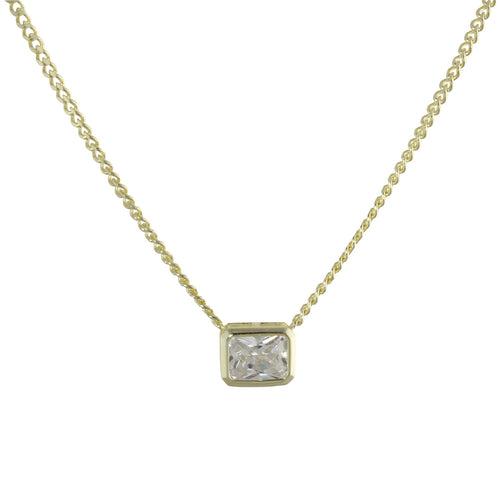 solitaire square stone necklace