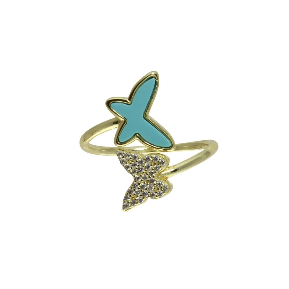 enamel double butterfly wrap ring