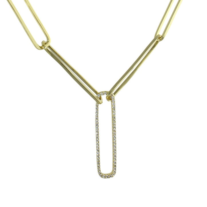 pavè paperclip necklace