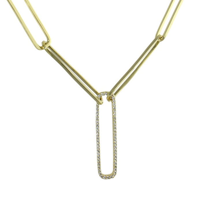 pavè paperclip necklace