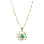 LONG PAPERCLIP TURQUOISE SUN NECKLACE