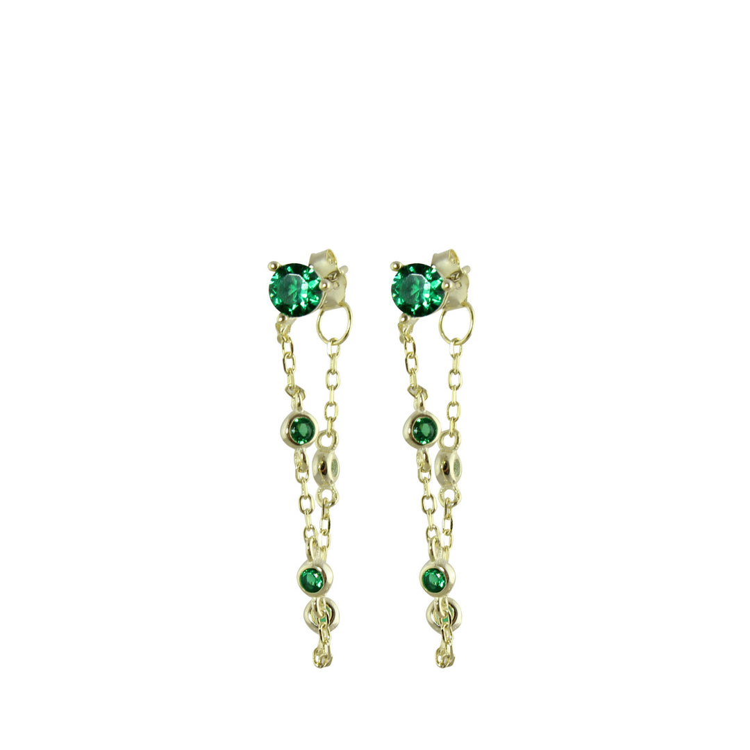 GREEN CHAIN FRONT TO BACK EARRINGS