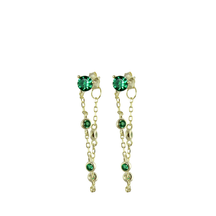 GREEN CHAIN FRONT TO BACK EARRINGS