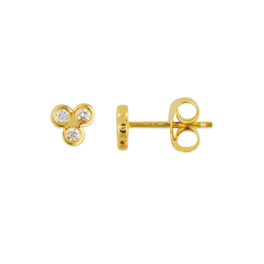 14k THREE STONE STUDS - adammarcjewels