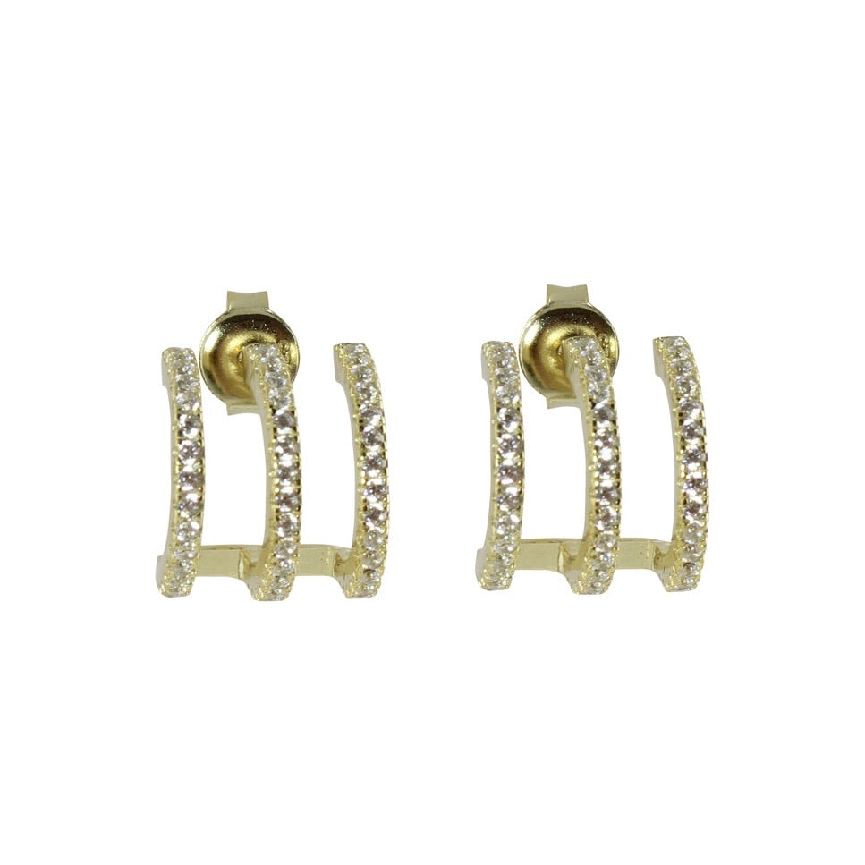 Triple row huggy earrings
