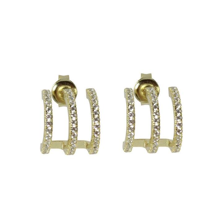 Triple row huggy earrings