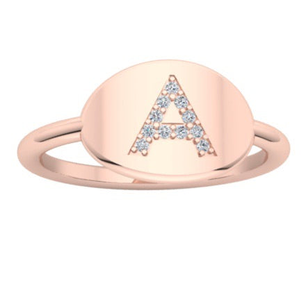 DIAMOND INITIAL SIGNET RING