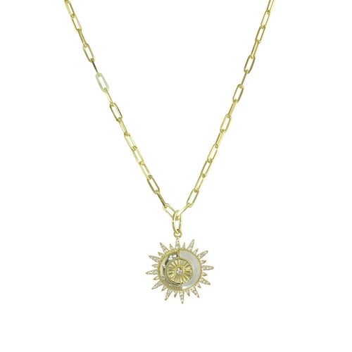 FANCY SUN PAPERCLIP NECKLACE