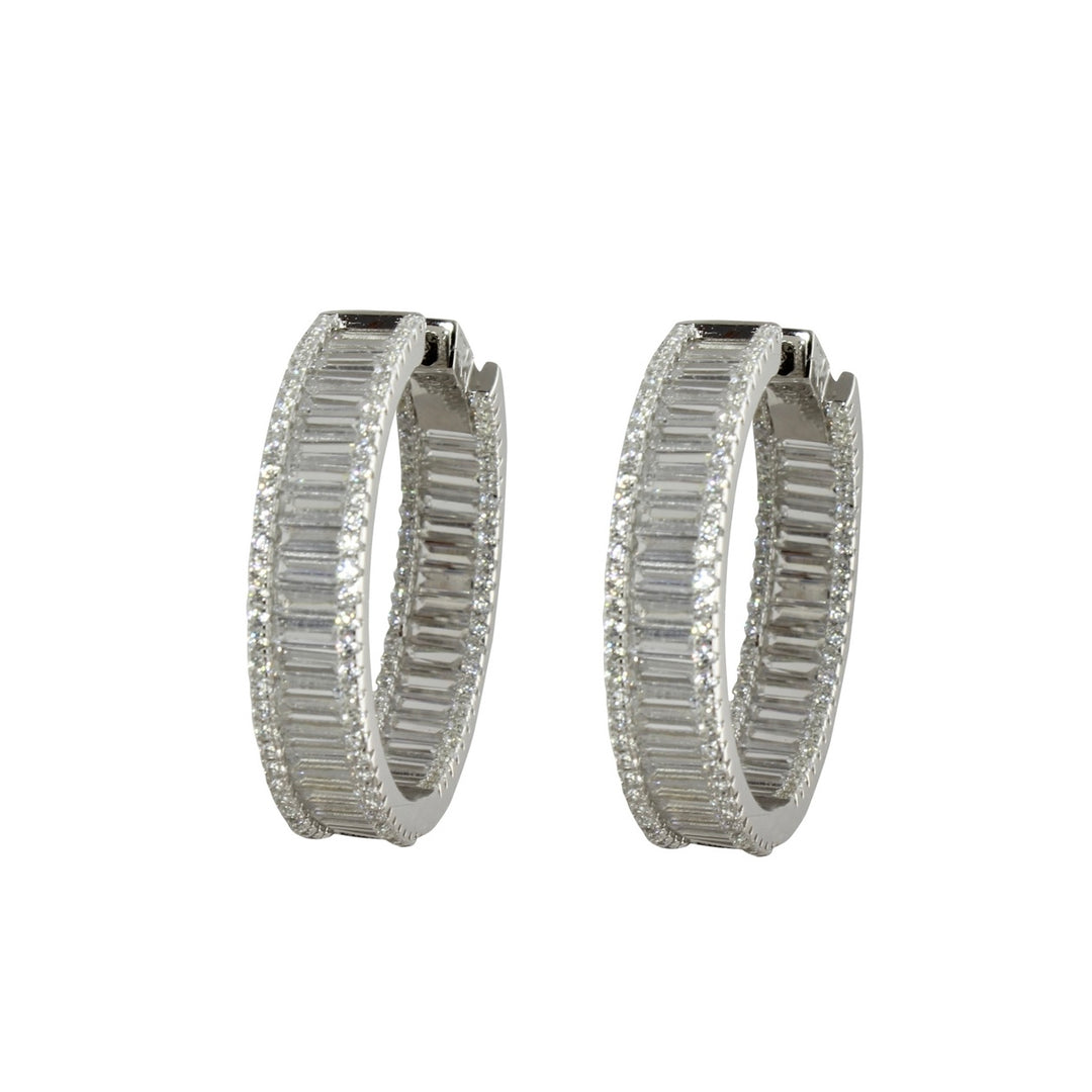 FANCY WIDE BAGUETTE HOOP EARRINGS