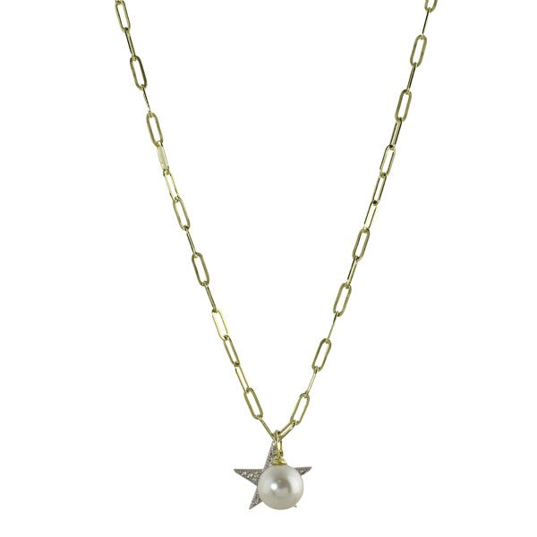 LONG STAR & PEARL NECKLACE