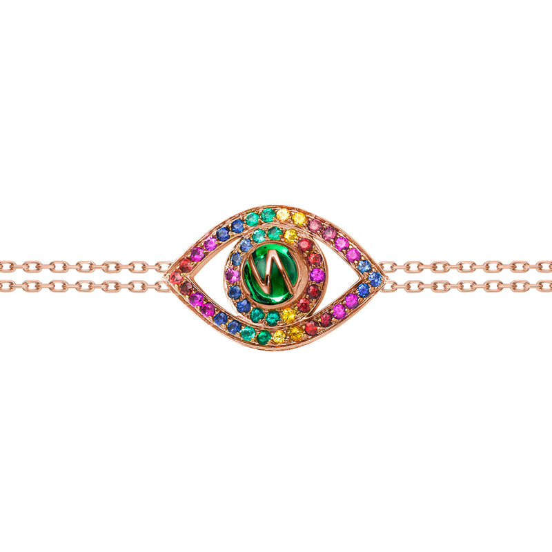 18k diamond rainbow big evil eye bracelet