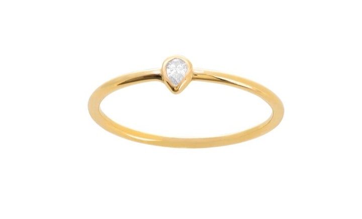 MINI PEAR BEZEL RING 14k