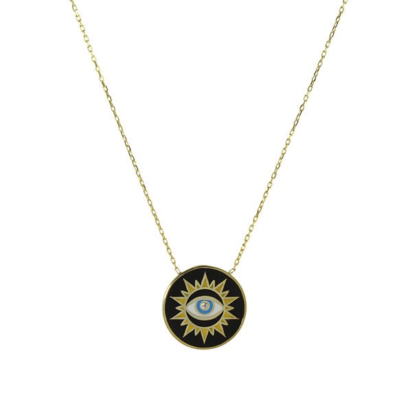 ENAMEL EVIL EYE DISC NECKLACE