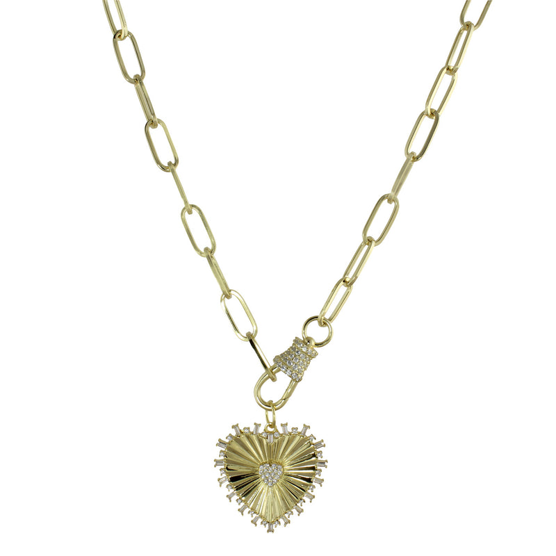 FANCY FLUTED HEART NECKLACE