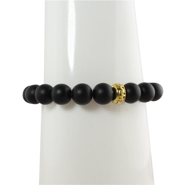ONYX BEAD BRACELET WITH SMALL RONDELLES